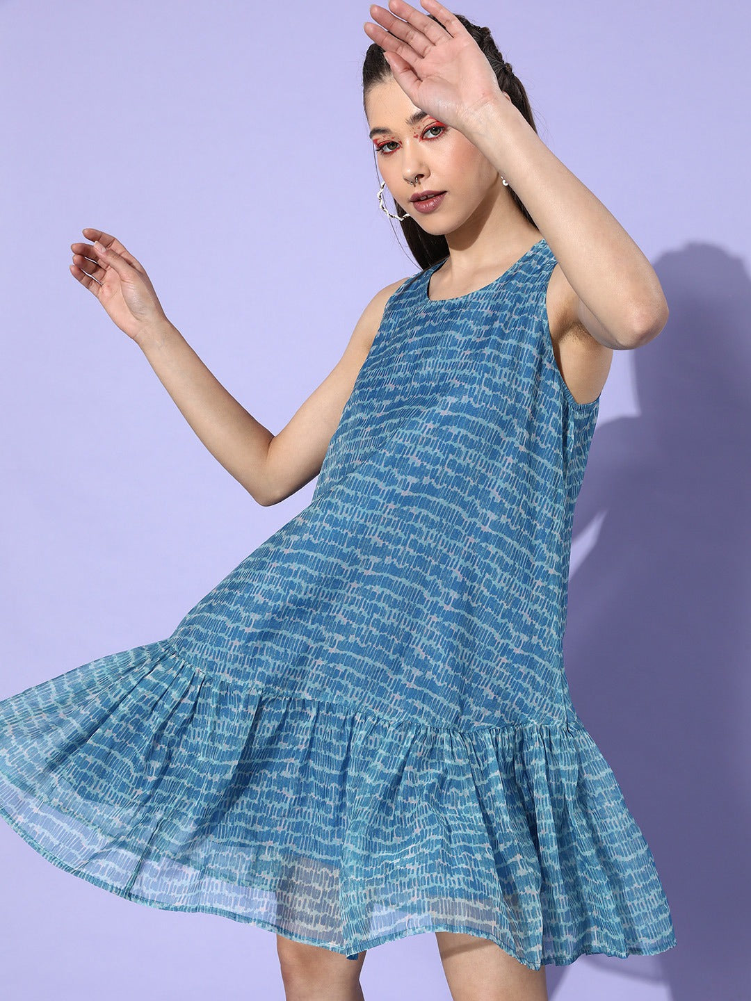 Blue Mini Floral Dress