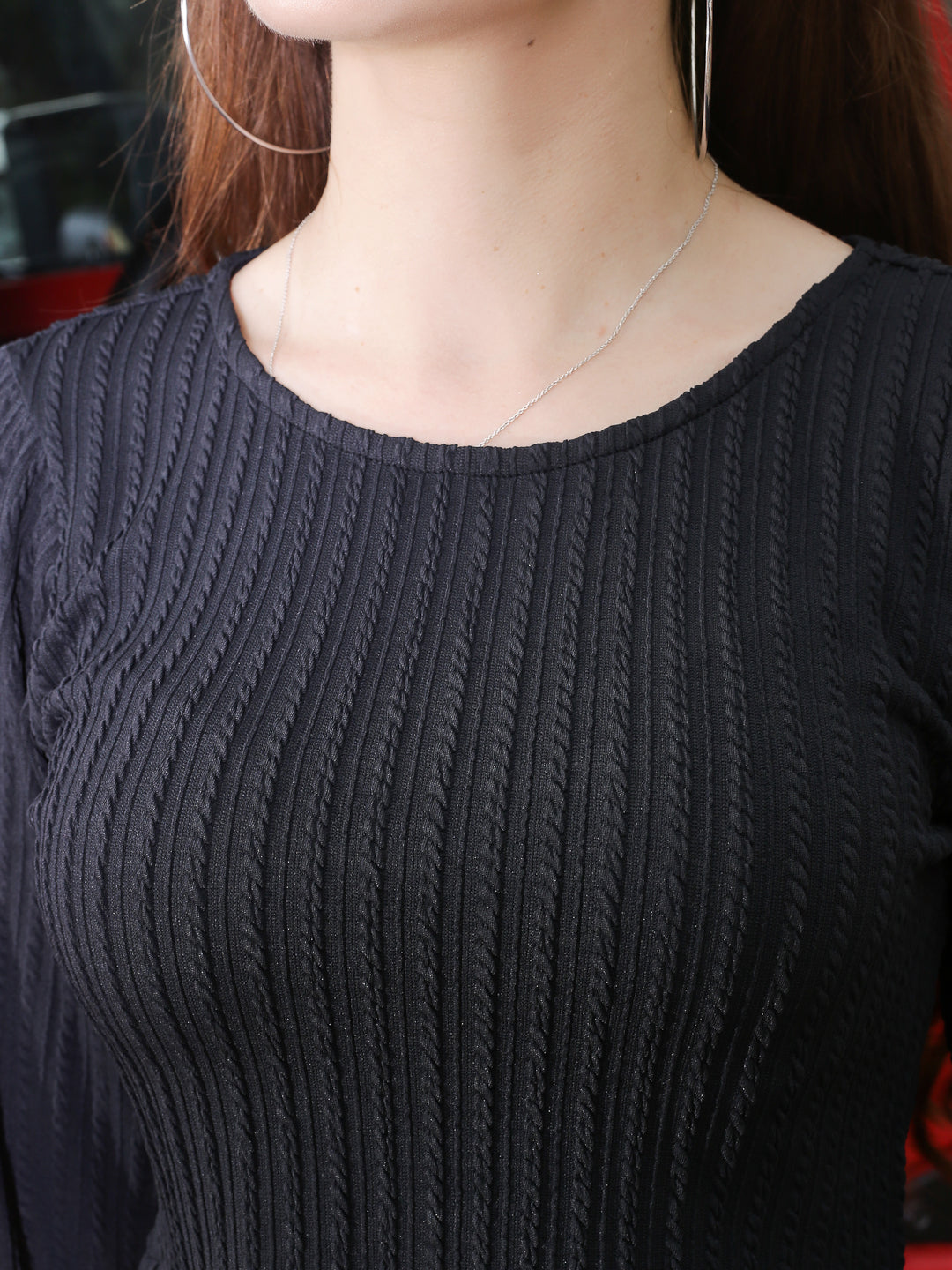 Black Solid CropTop