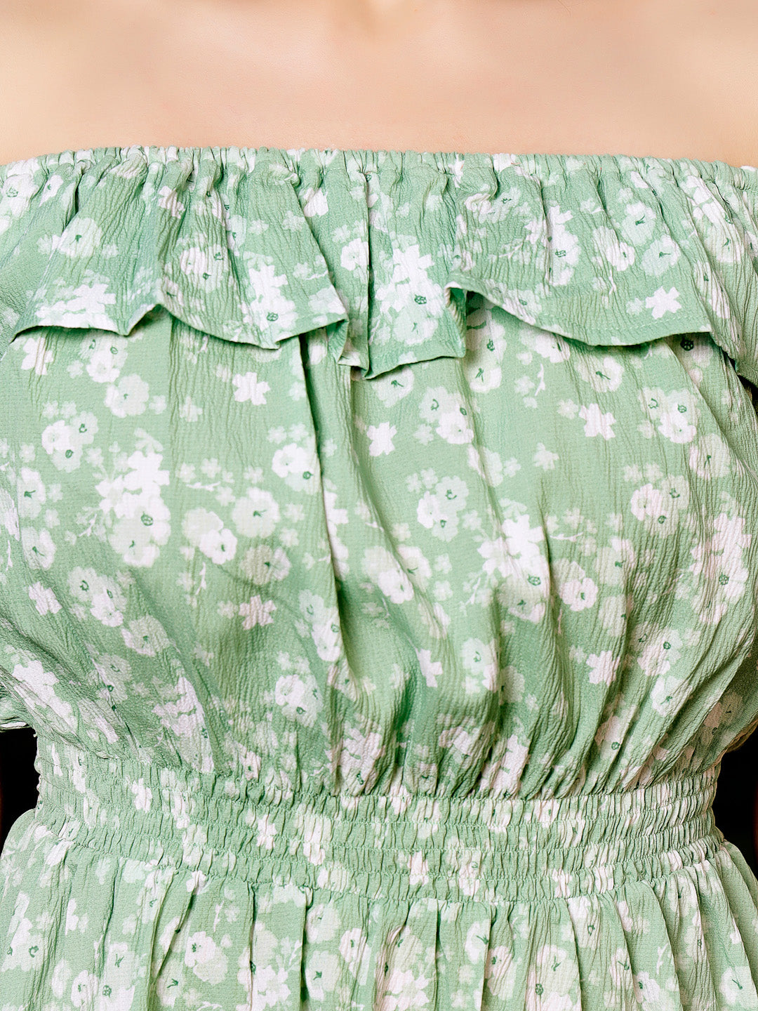 Green Printed Mini Dress