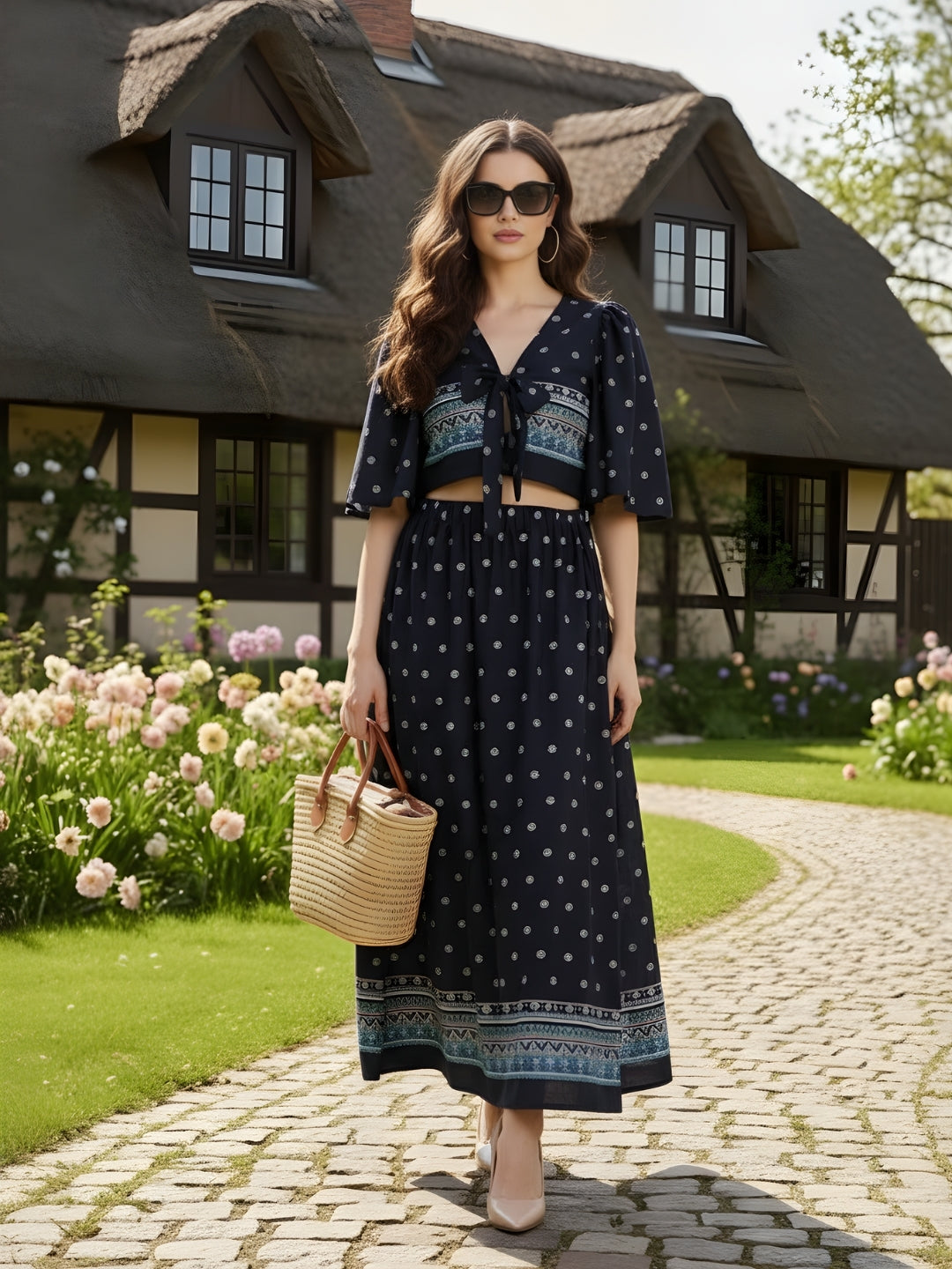 Sera Top and Skirt Printed Set