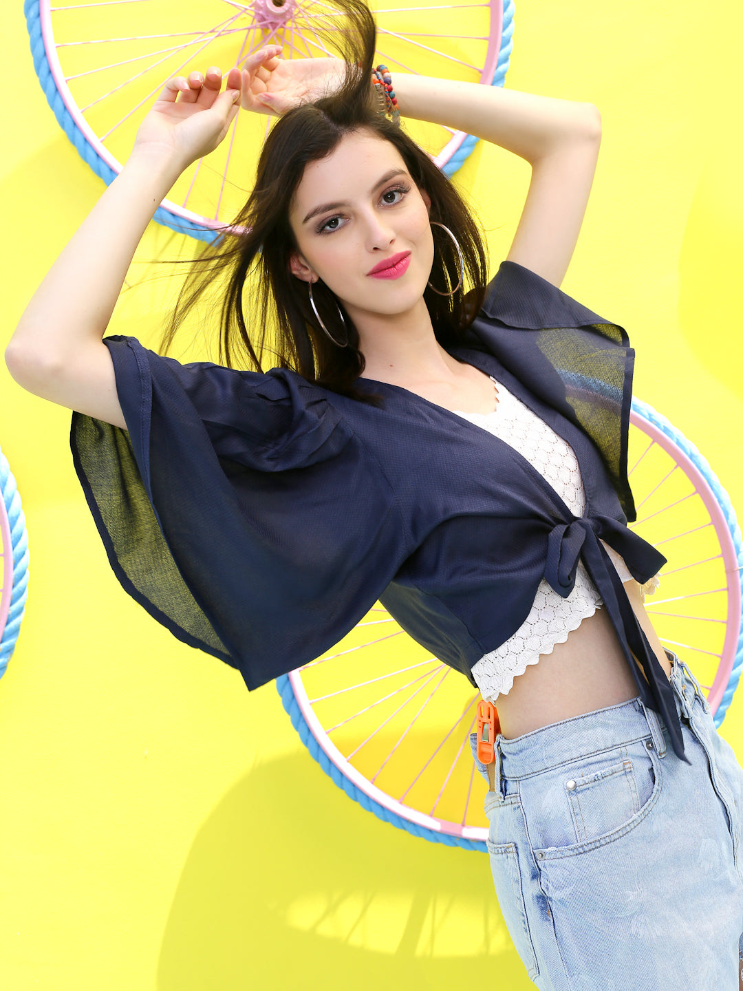 Navy solid Crop Shrug