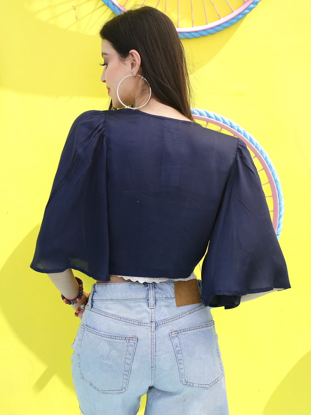 Navy solid Crop Shrug