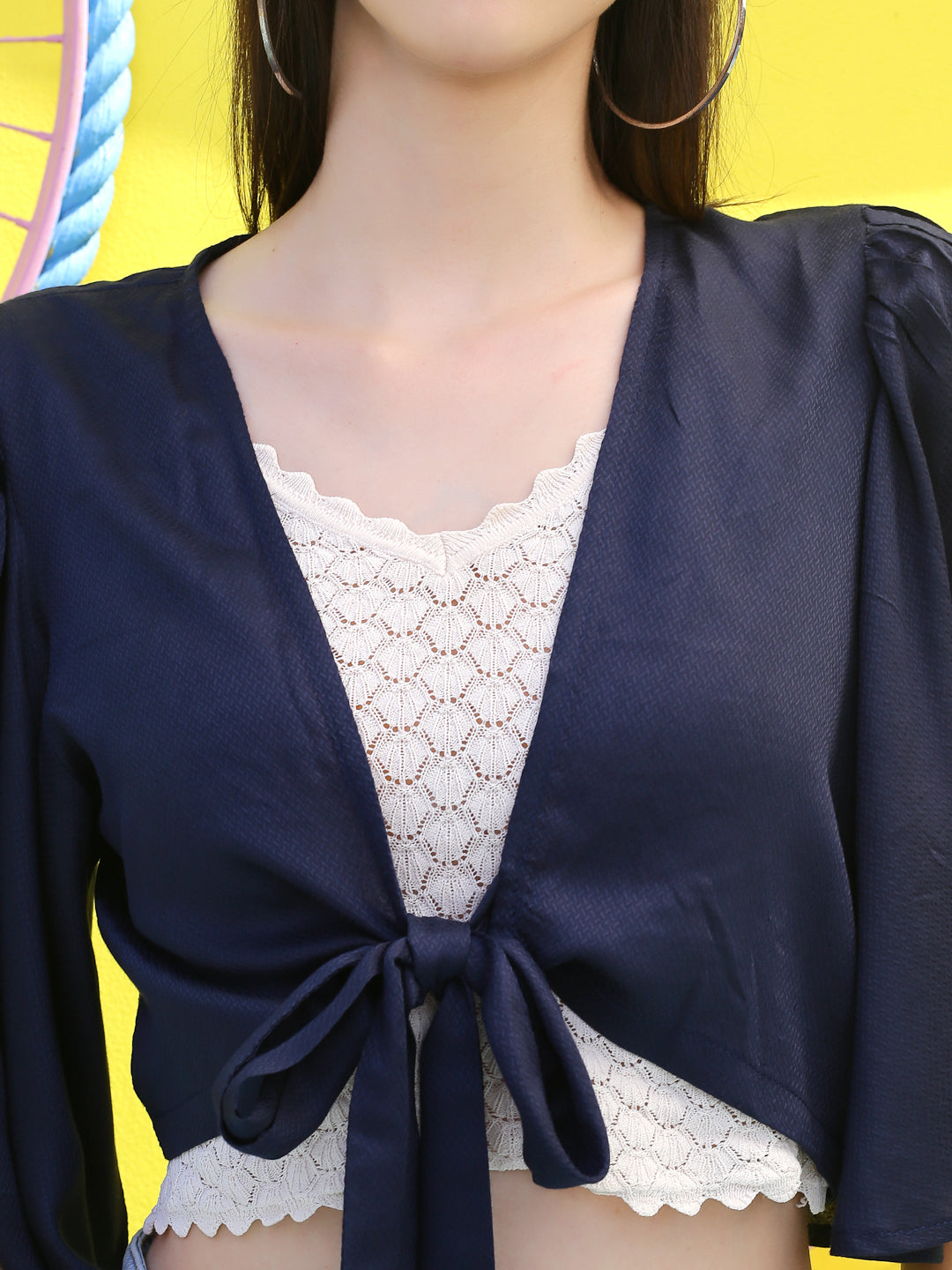 Navy solid Crop Shrug