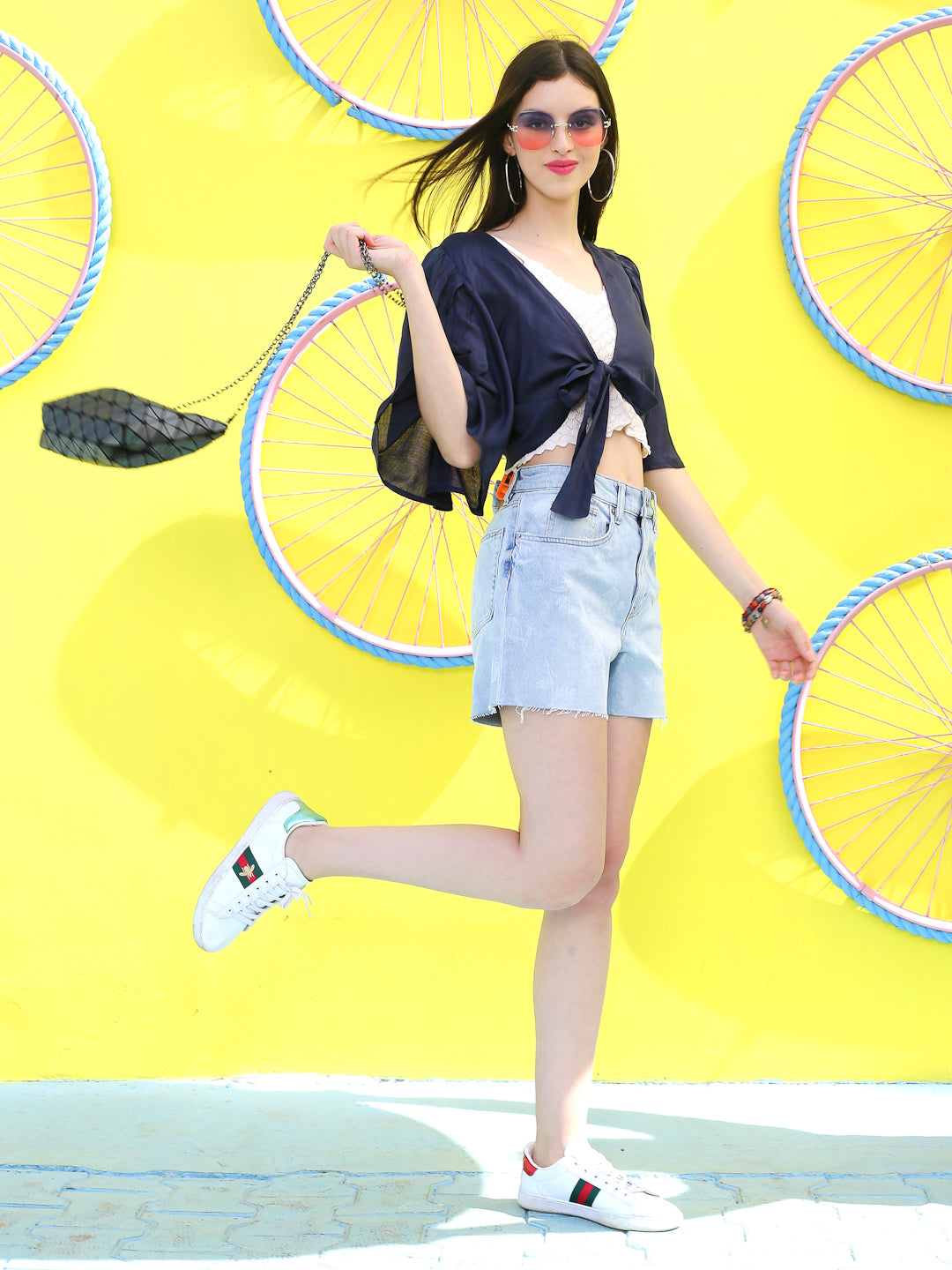 Navy solid Crop Shrug