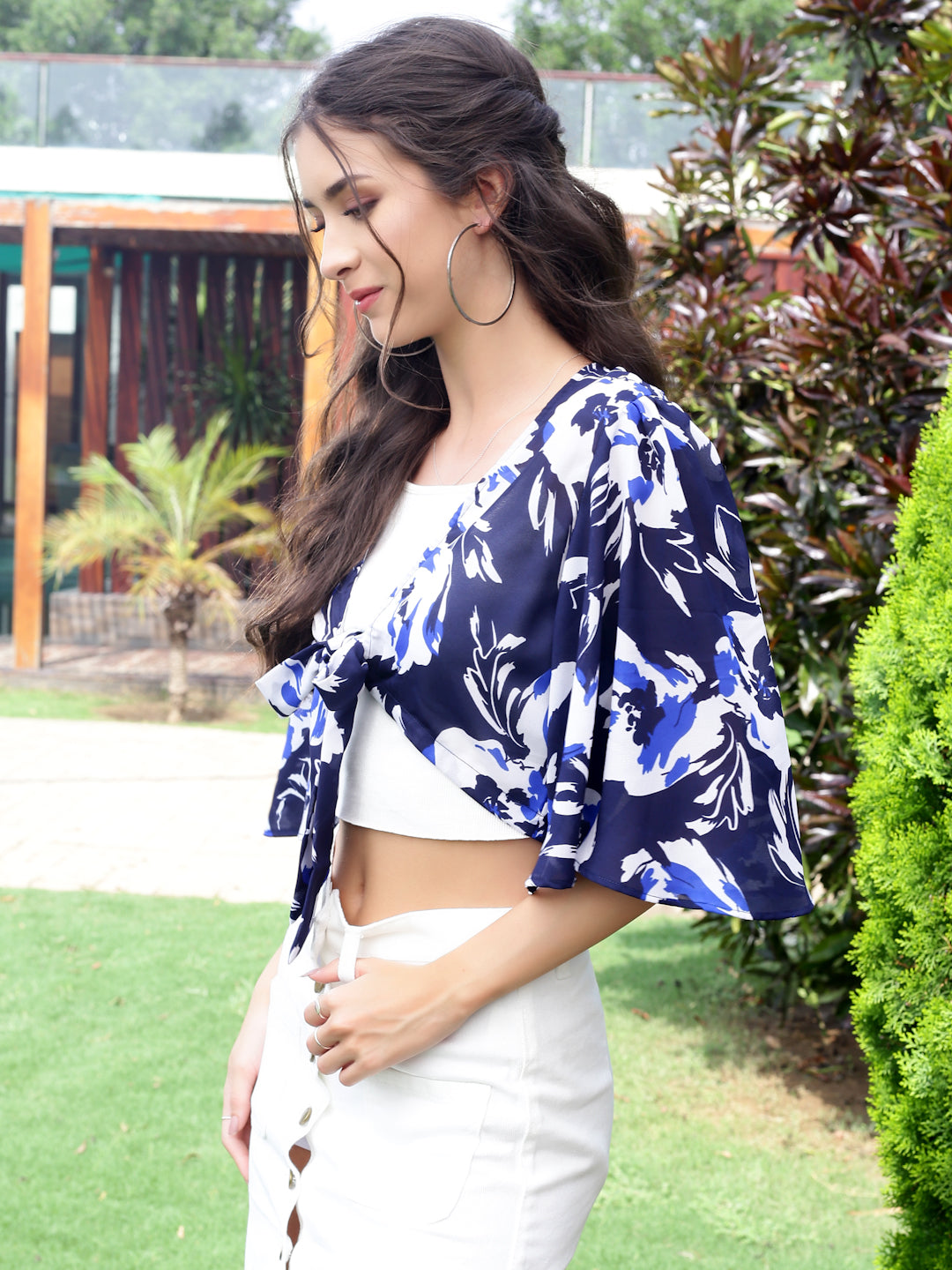 Floral tie up shrug