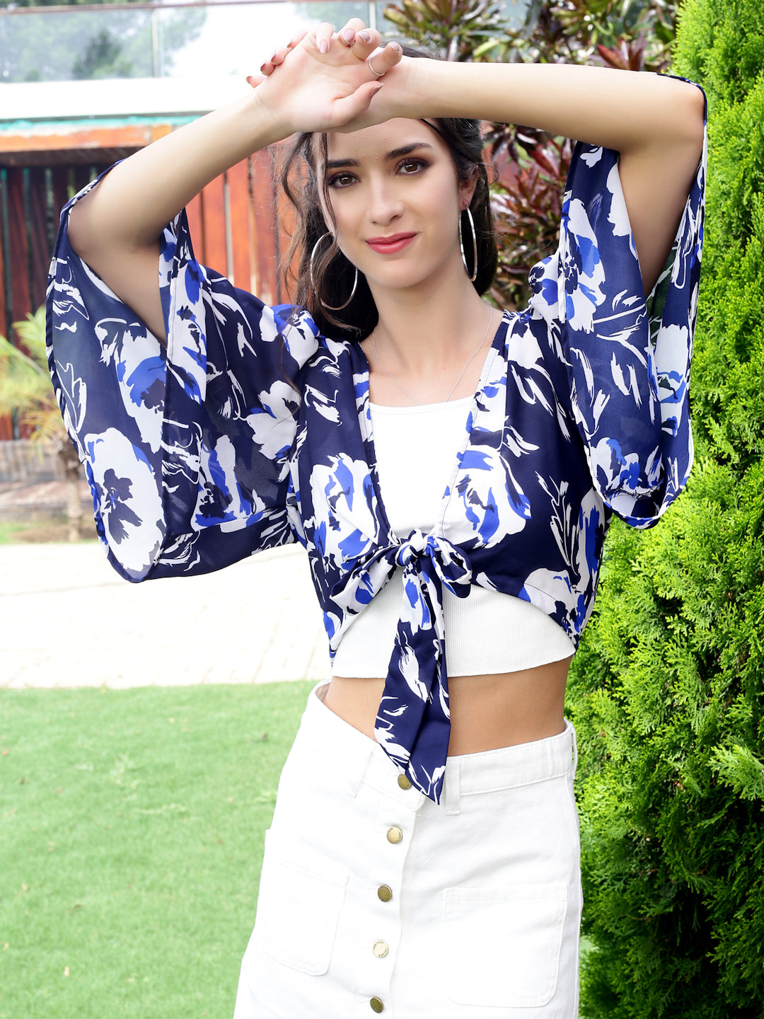 Floral tie up shrug