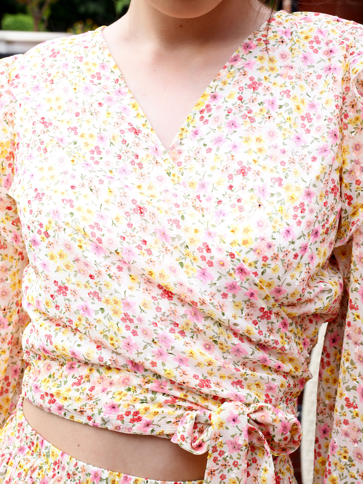 Offwhite Floral Midi Cord
