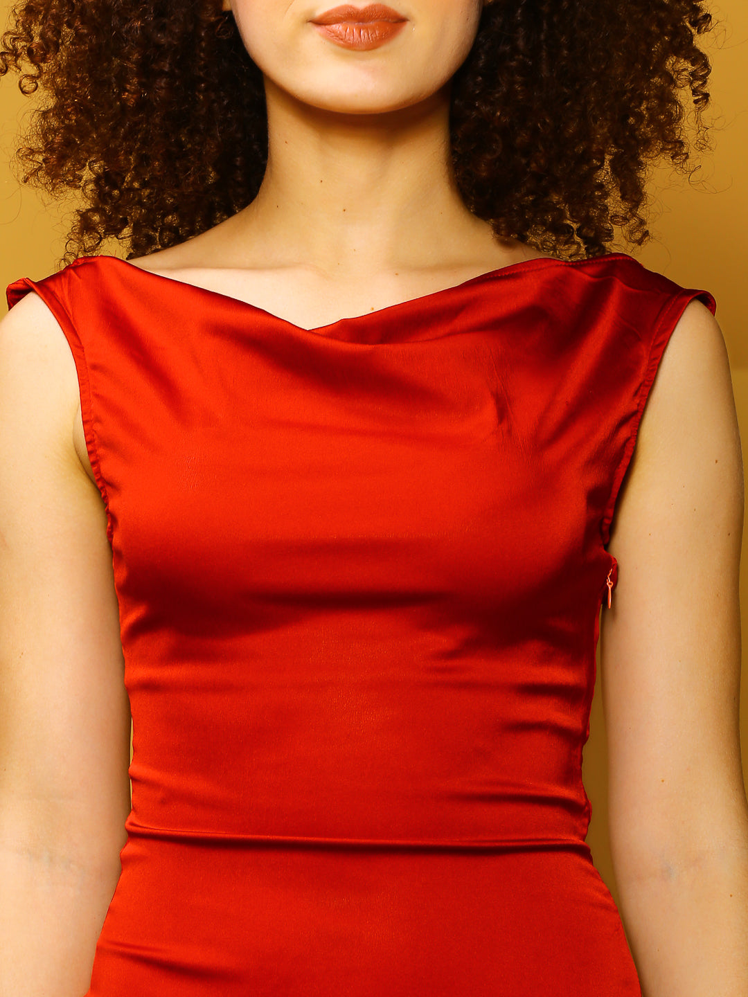 Red Solid Mini Dress