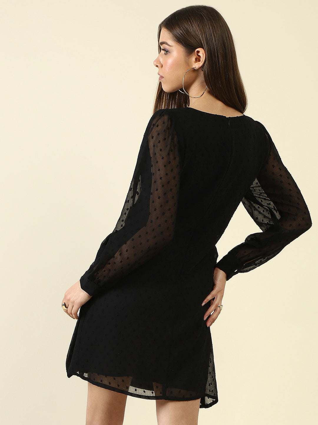 Black Solid Mini Dress