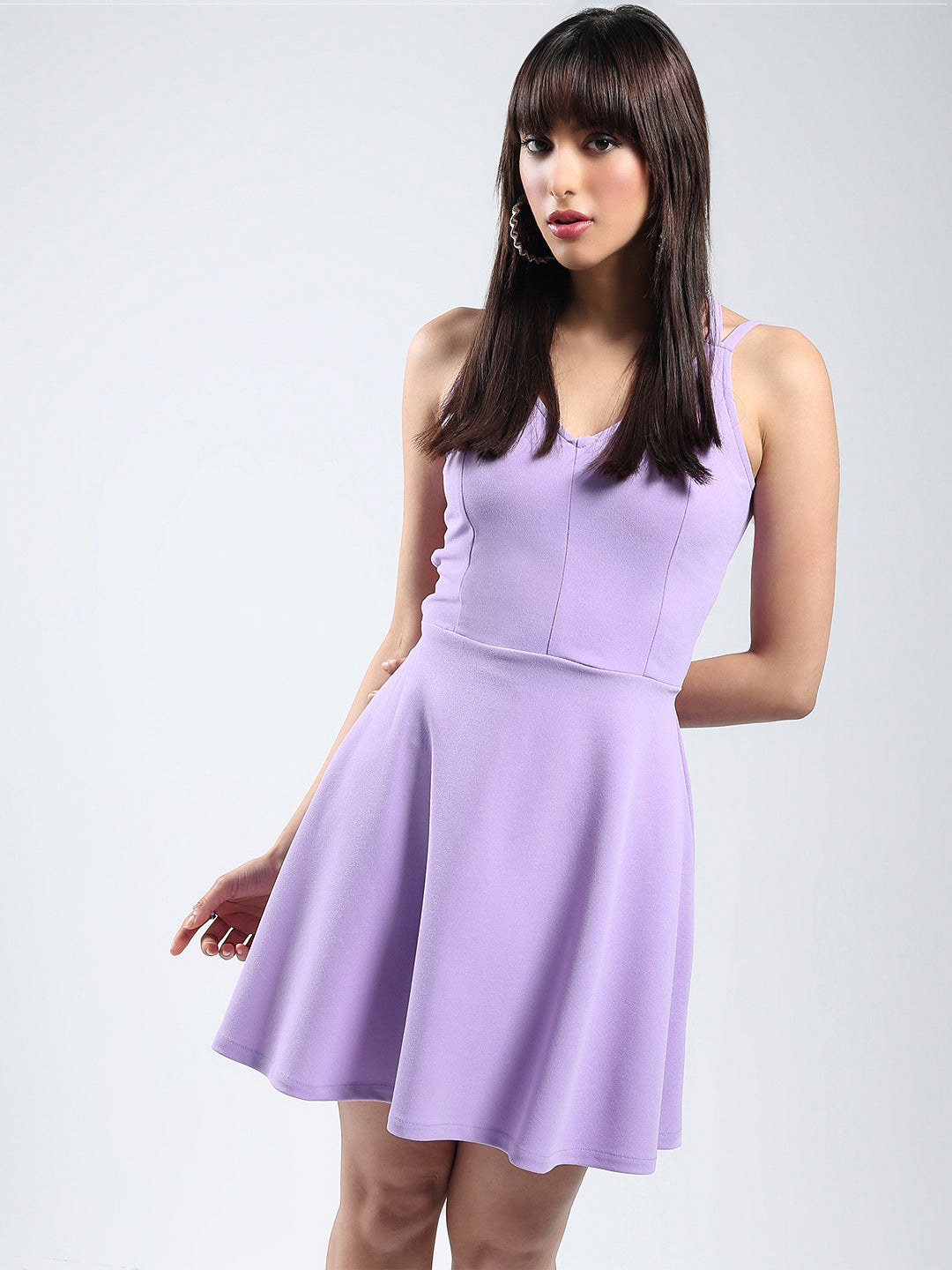 V-Neck A-Line Sleeveless Mini Dress