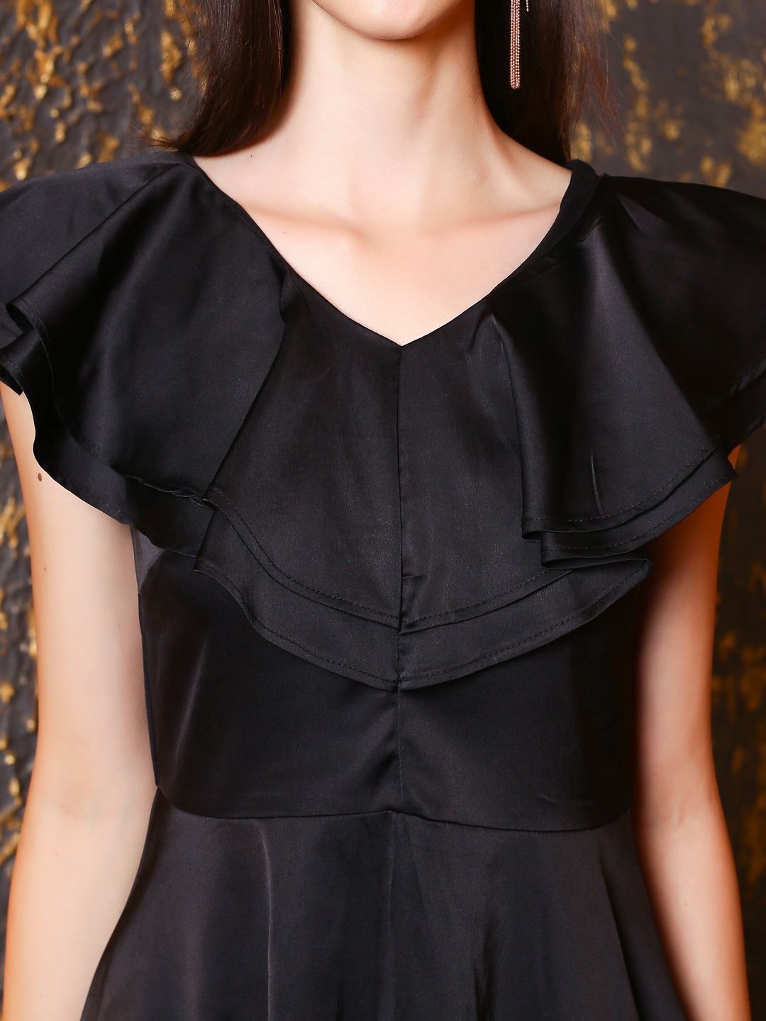 Black solid Mini Dress