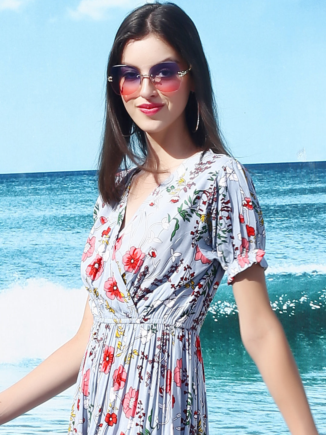 Blue floral knee Dress