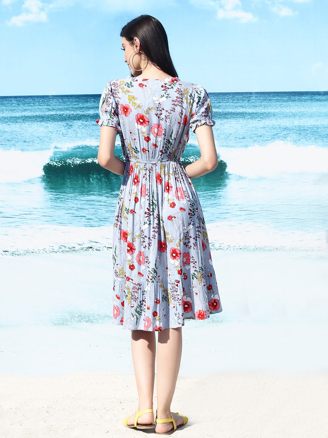 Blue floral knee Dress