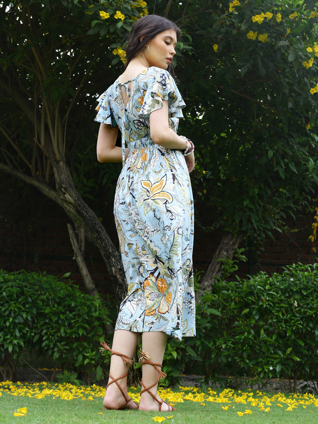 Aqua Floral Midi Dress