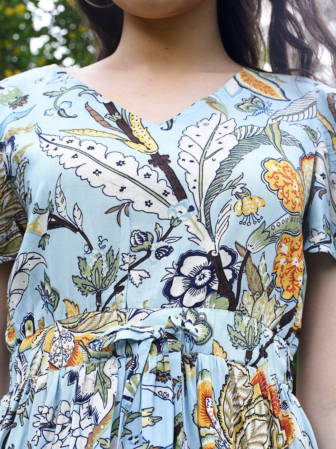 Aqua Floral Midi Dress