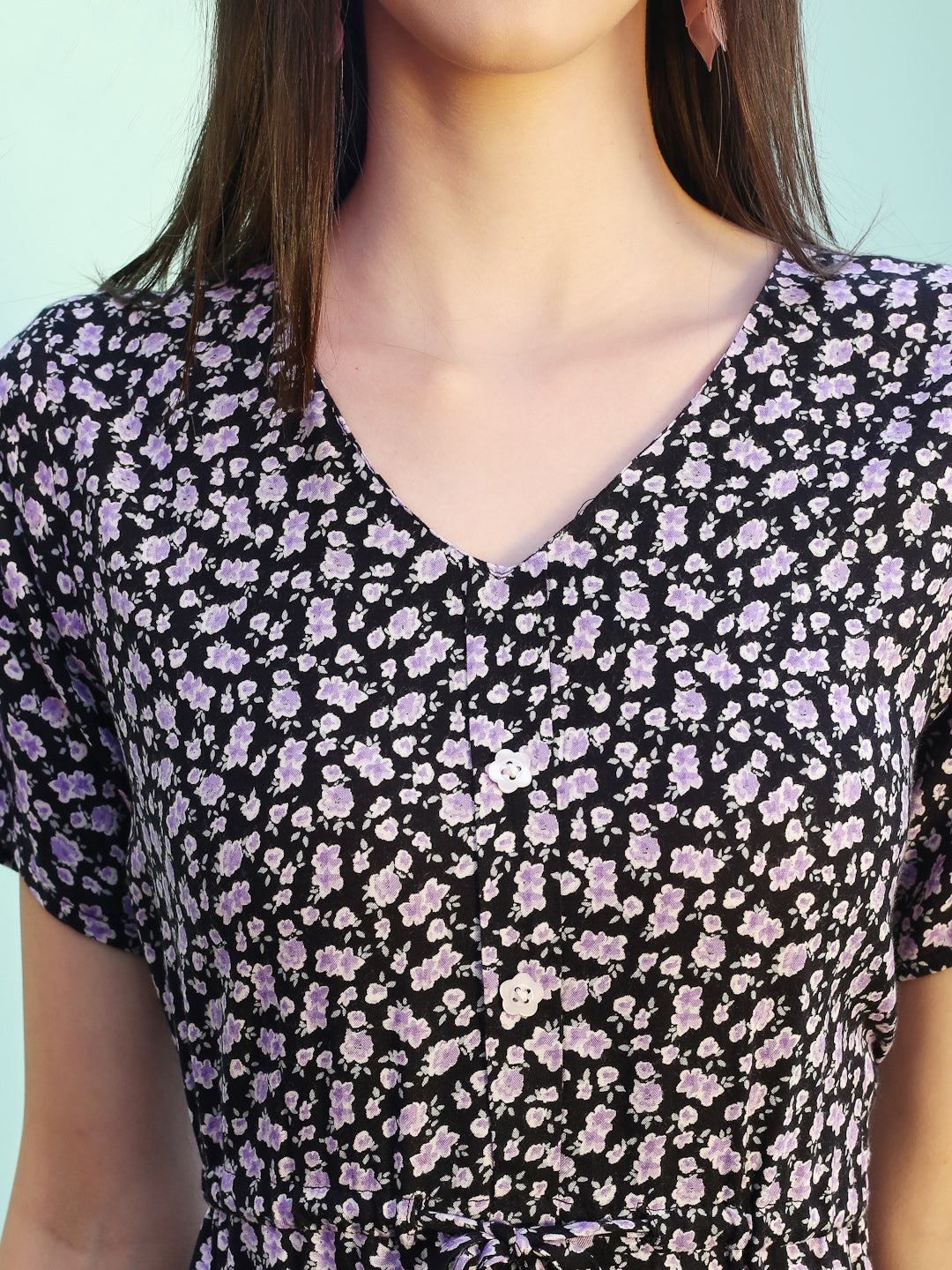 Black floral Midi Dress