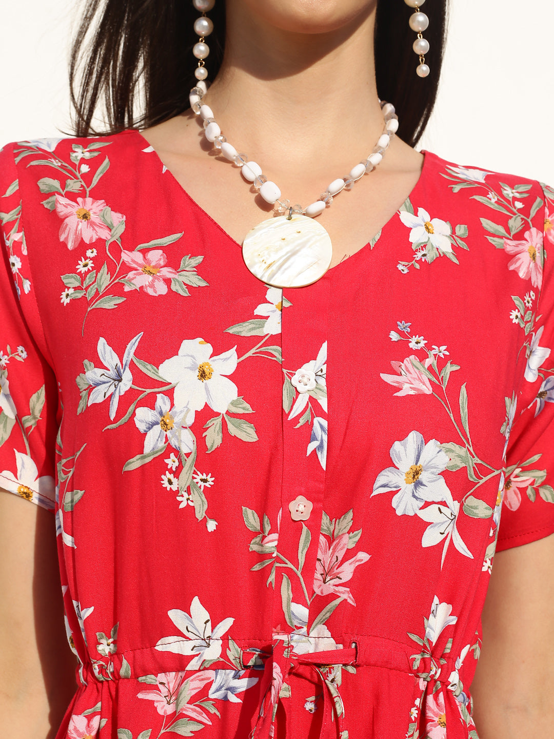Red Floral Midi dress