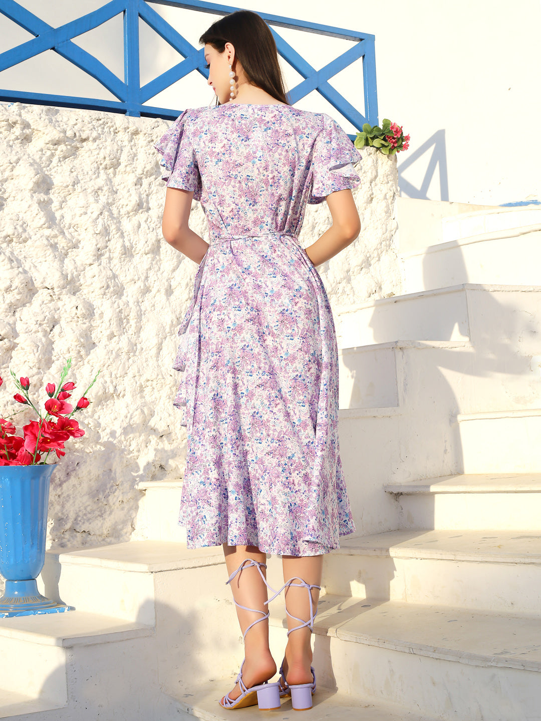Mauve floral Midi Dress