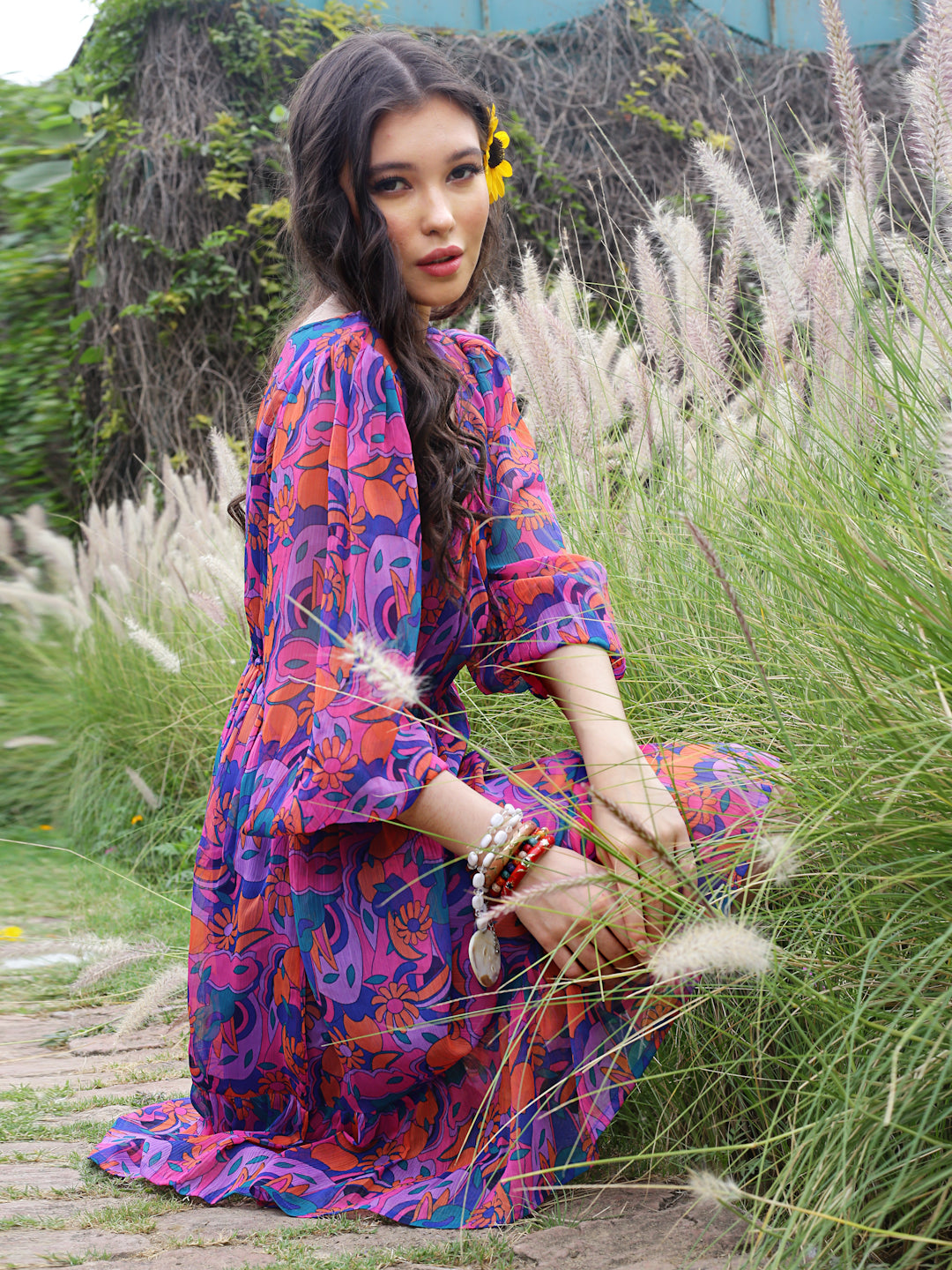 Multi Floral Knee Dress