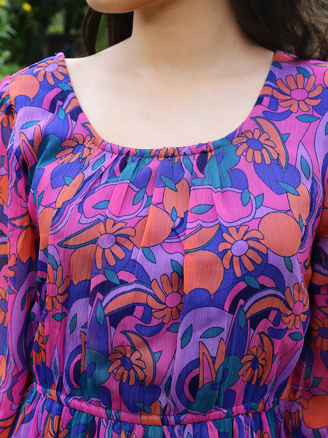 Multi Floral Knee Dress