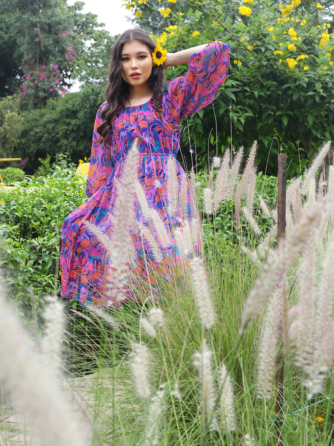 Multi Floral Knee Dress