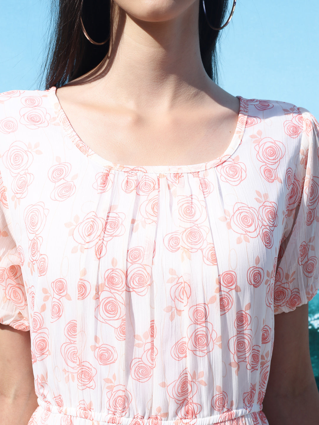 White floral Knee Dress