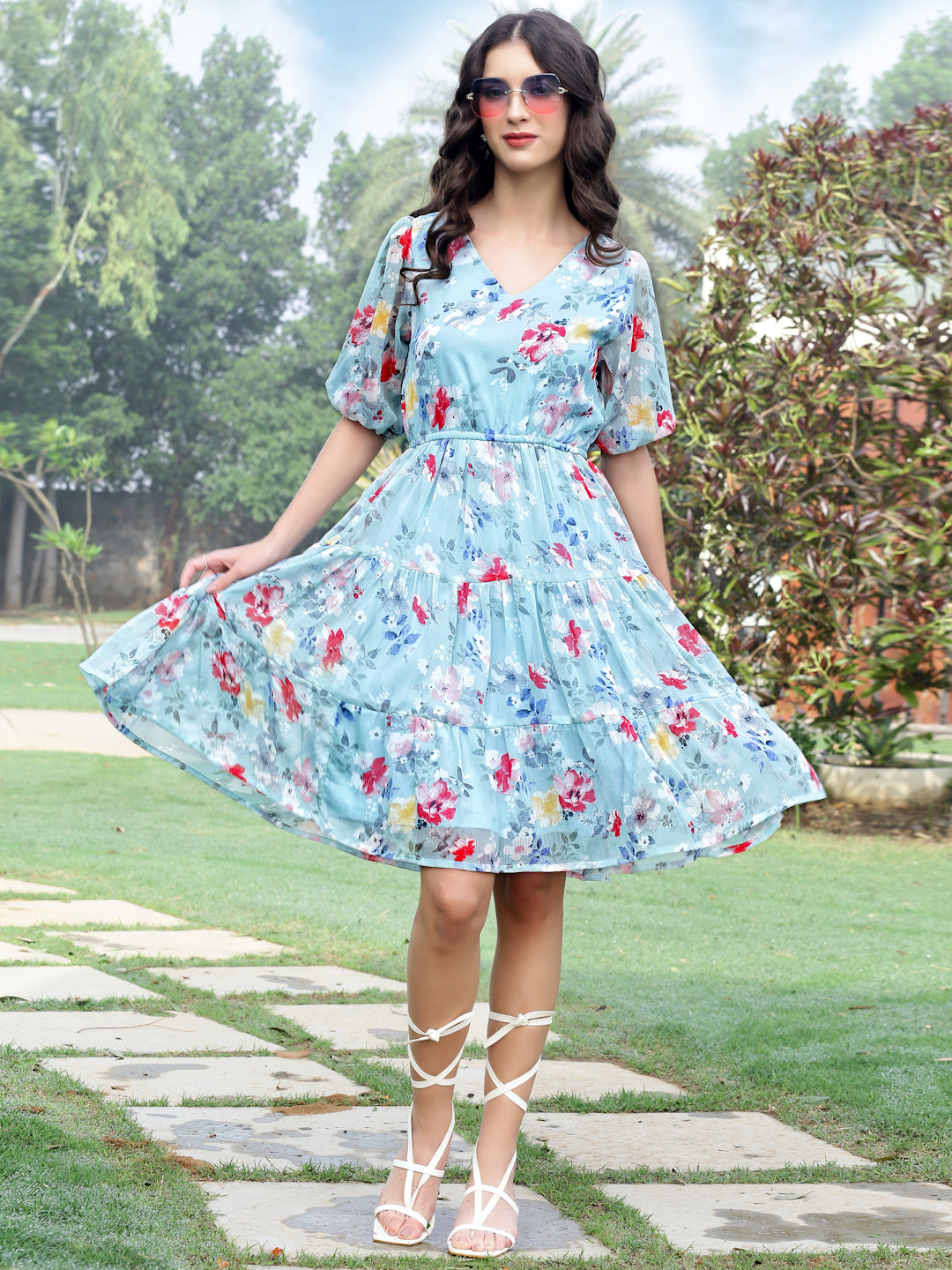 Light Weight Flowy Pastel Twirl Dress Sera Light Weight Flowy Pastel Twirl Dress Sera