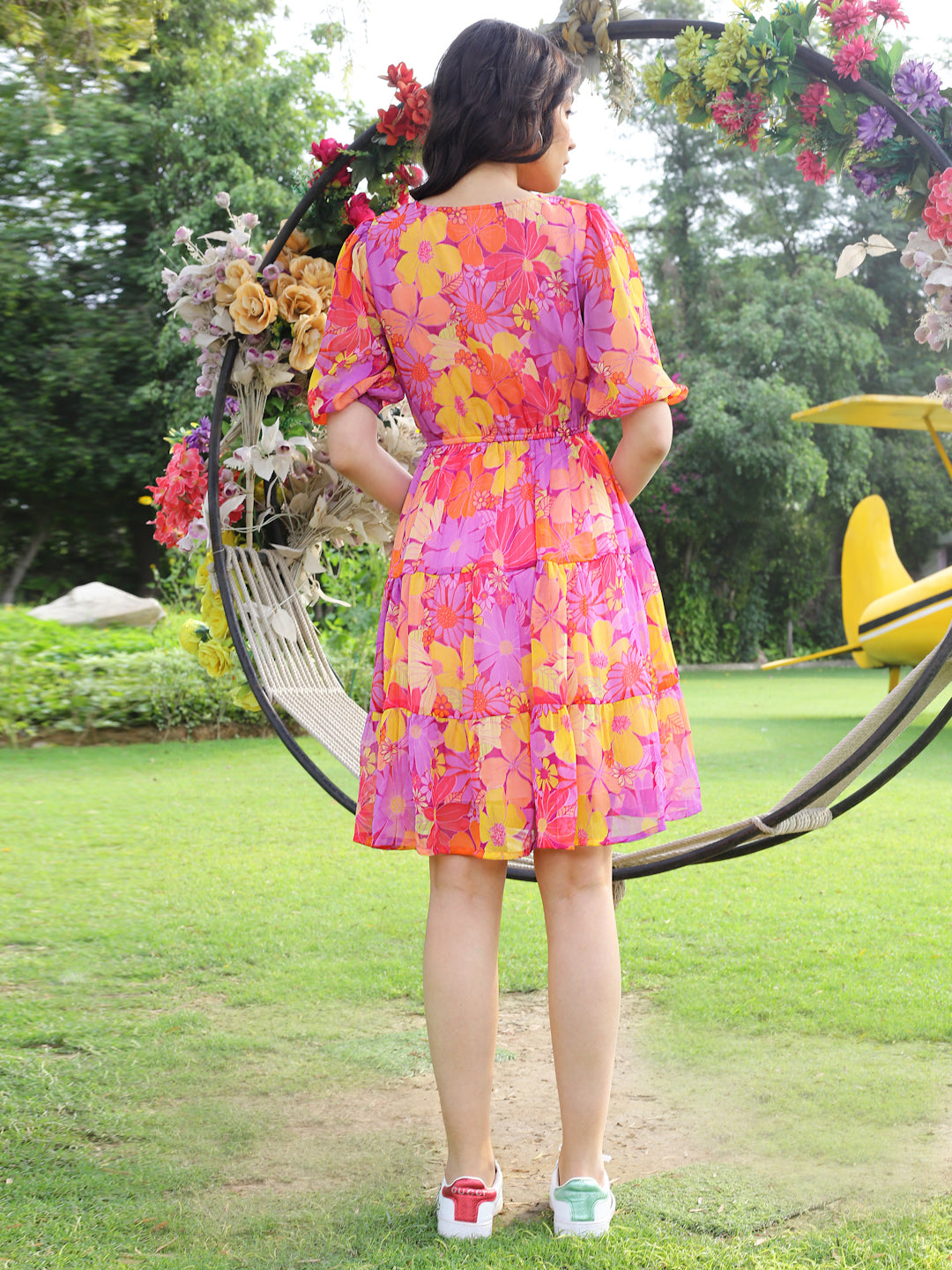 Multi Floral Knee Dress