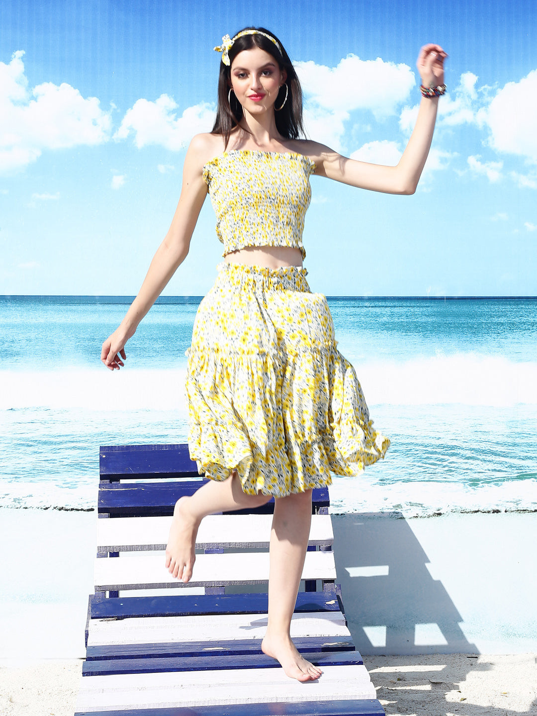 Yellow floral Print cord