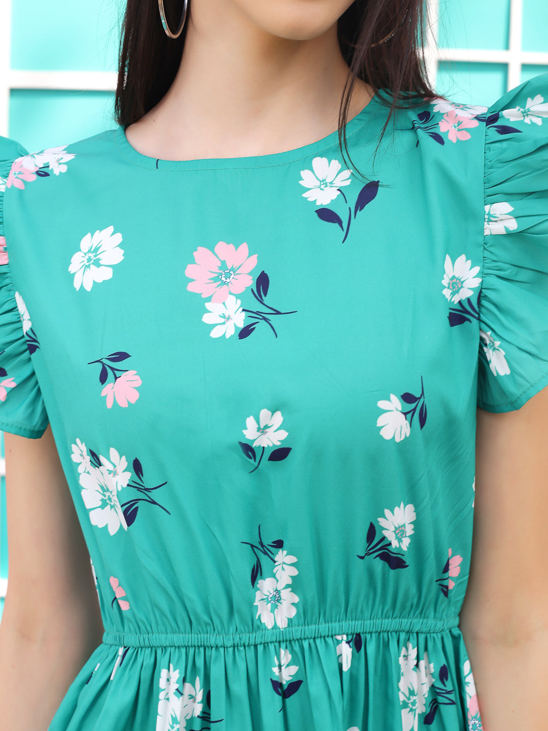 Green floral Mini Dress