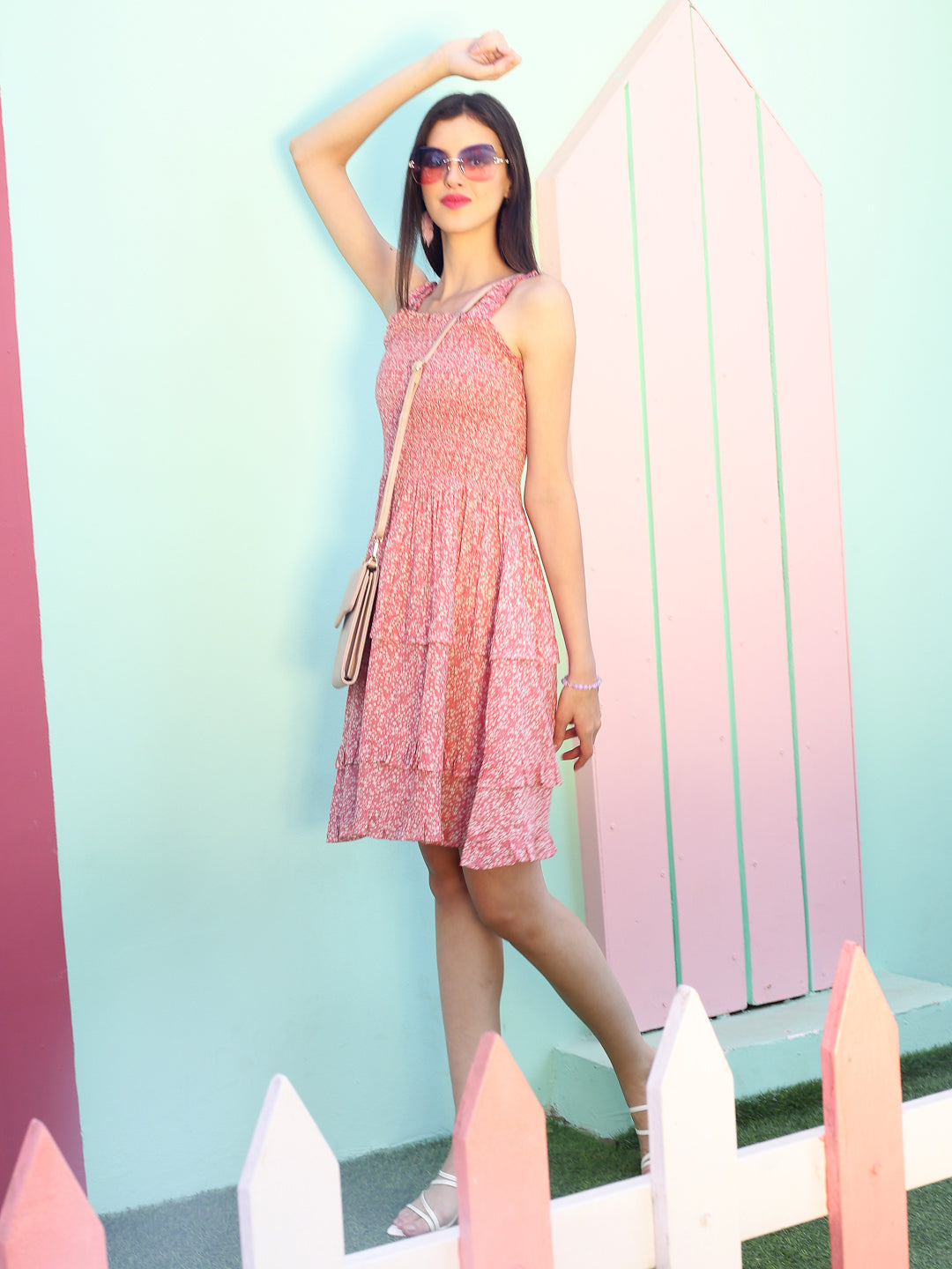 Pink floral Mini Dress