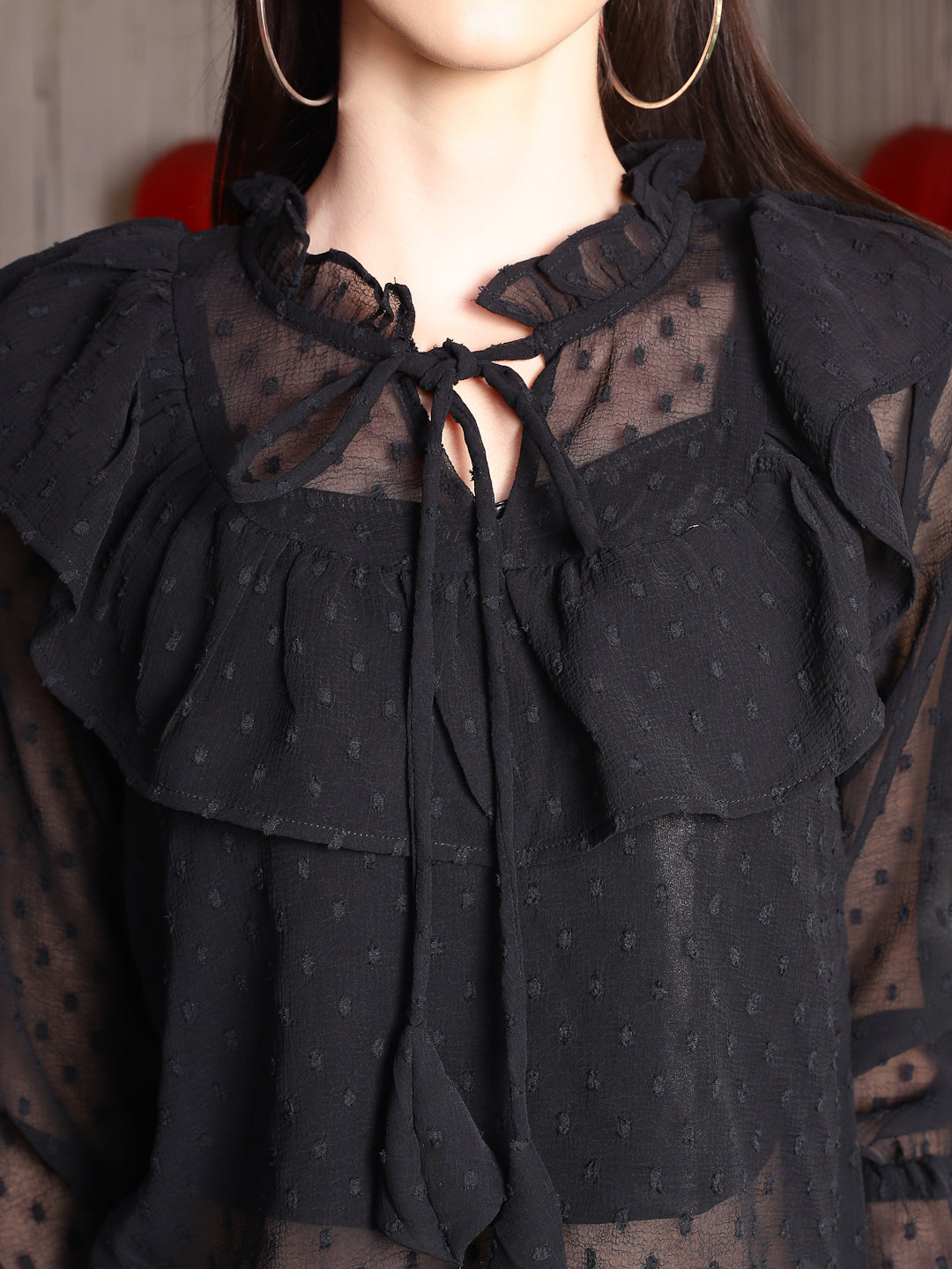Black Self design Top