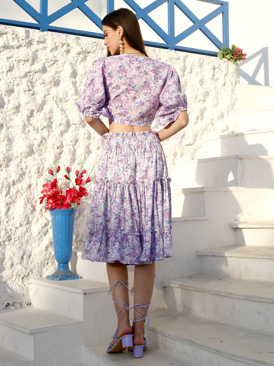 Mauve Floral knee cord