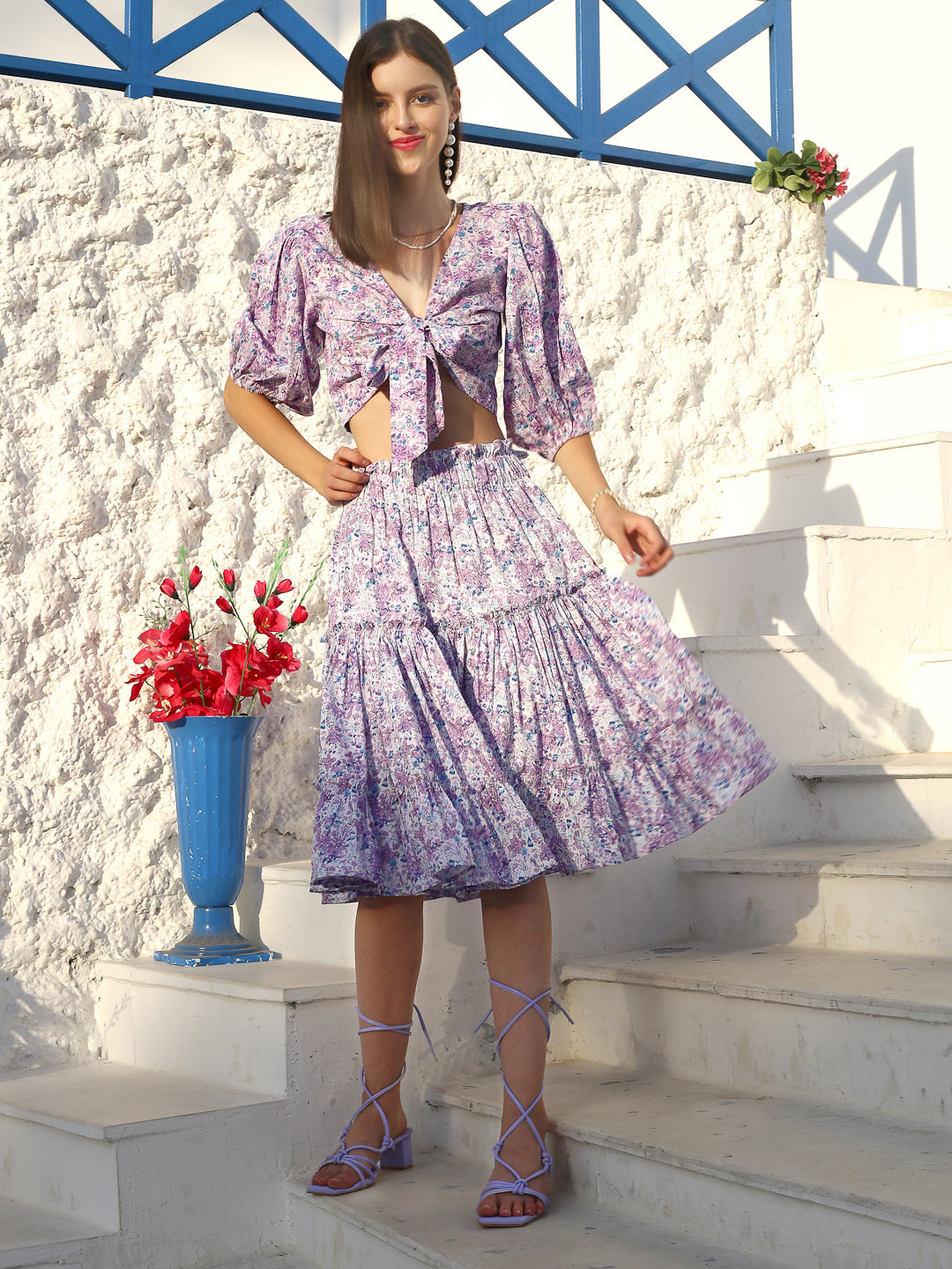 Mauve Floral knee cord