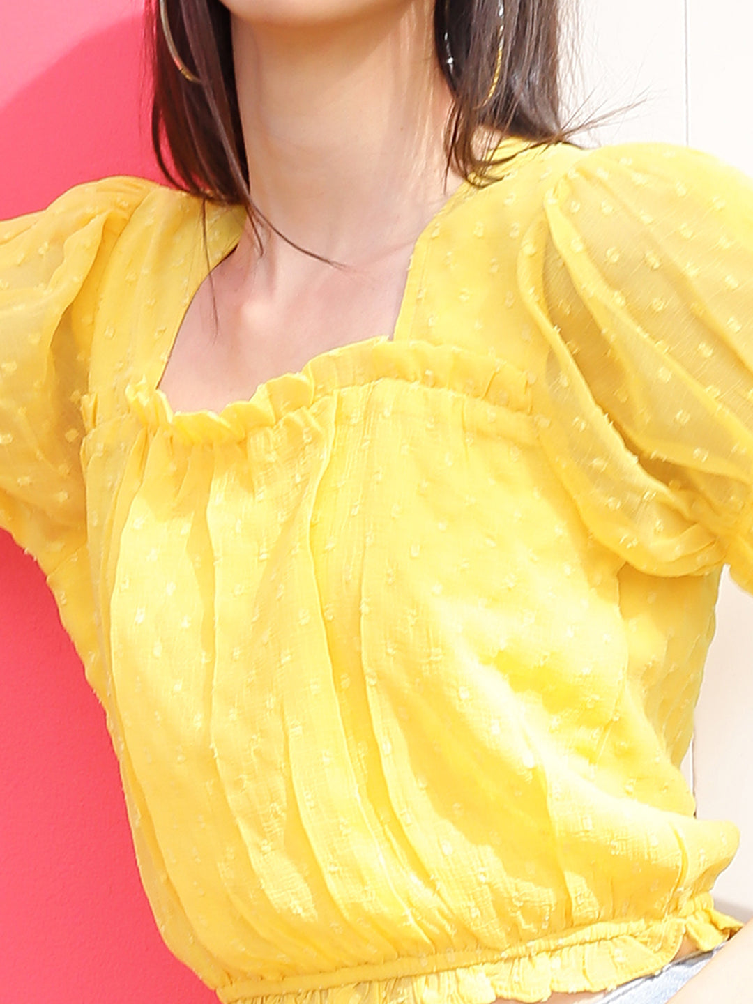Yellow Solid Crop Top