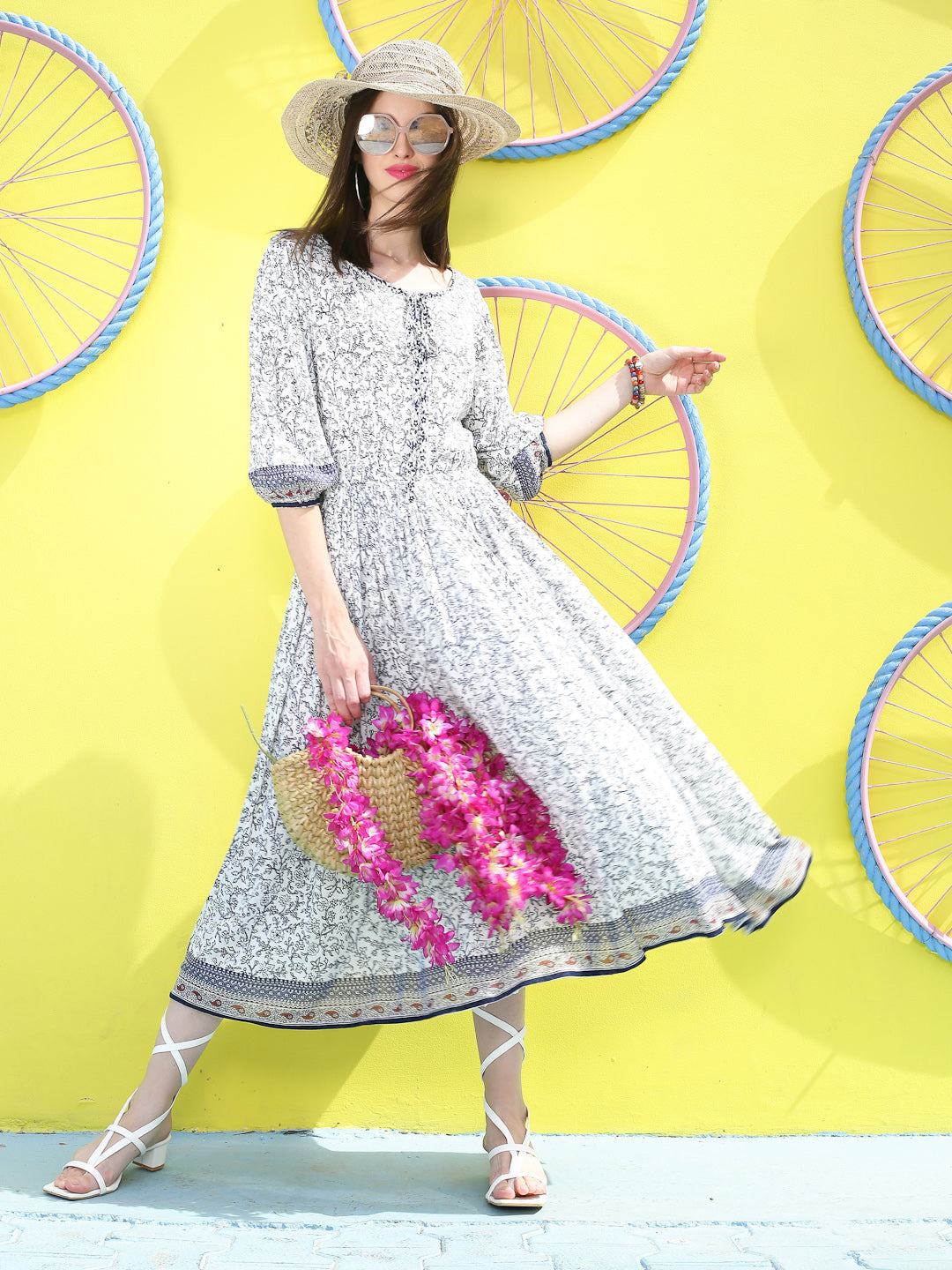 White floral Maxi Dress