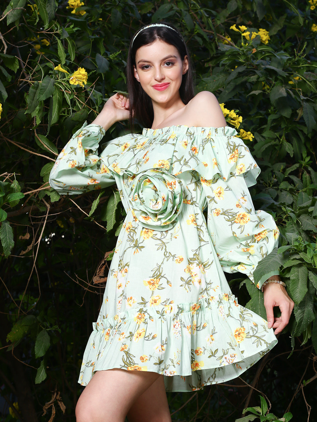 Green floral Mini Dress