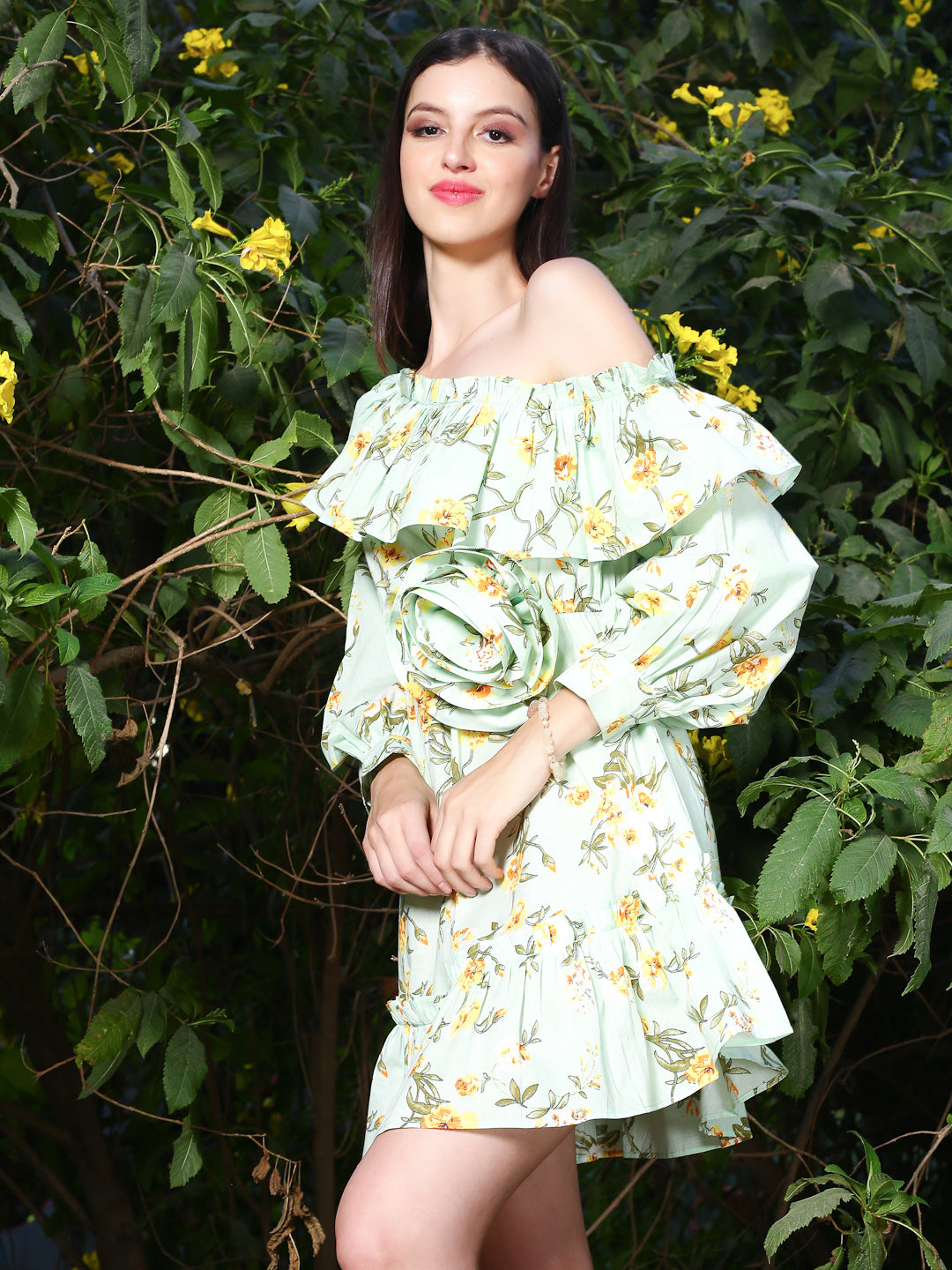 Green floral Mini Dress