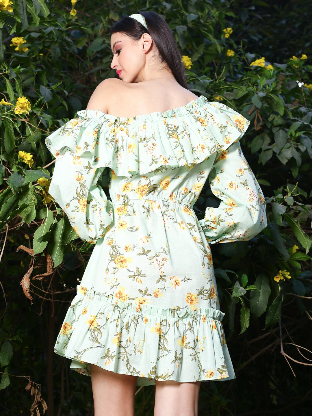 Green floral Mini Dress