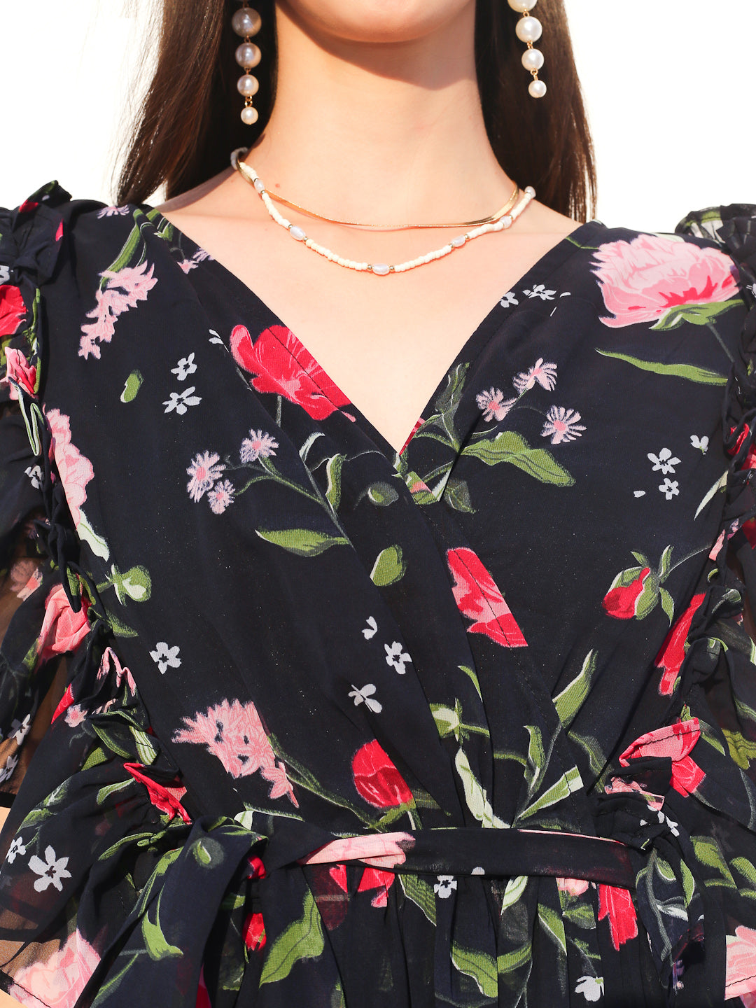 Navy Floral Midi Dress