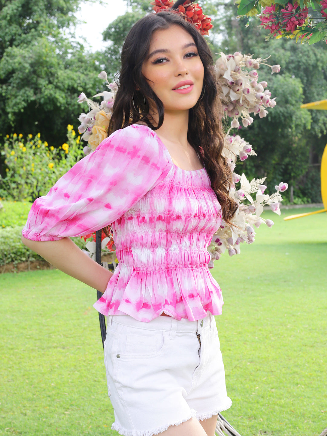 Pink Floral Crop Top