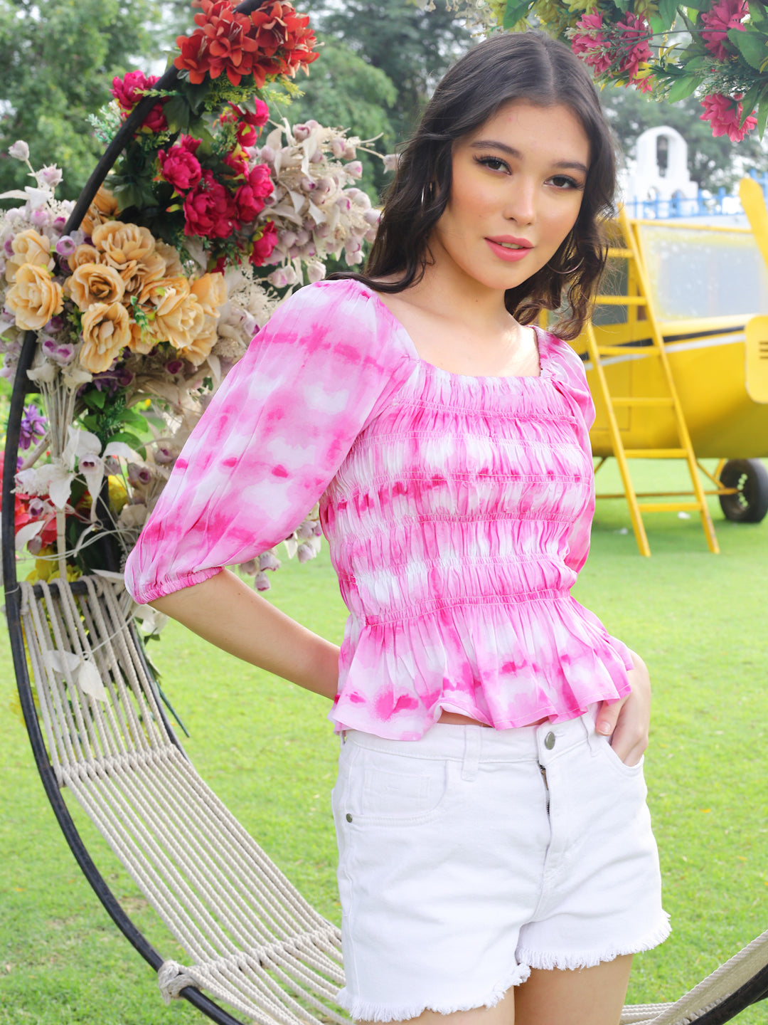 Pink Floral Crop Top