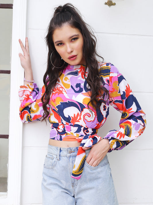 Off White Abstract Top