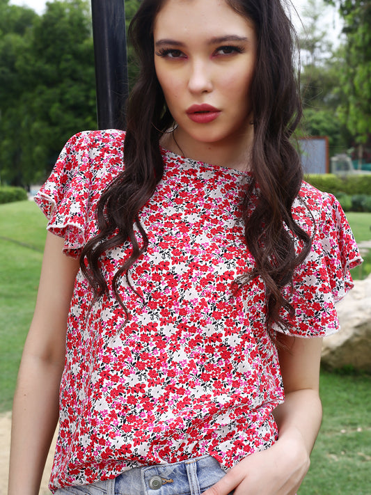 Fuchsia Floral Regular Top