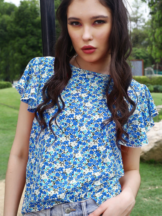 RBlue Floral Regular Top