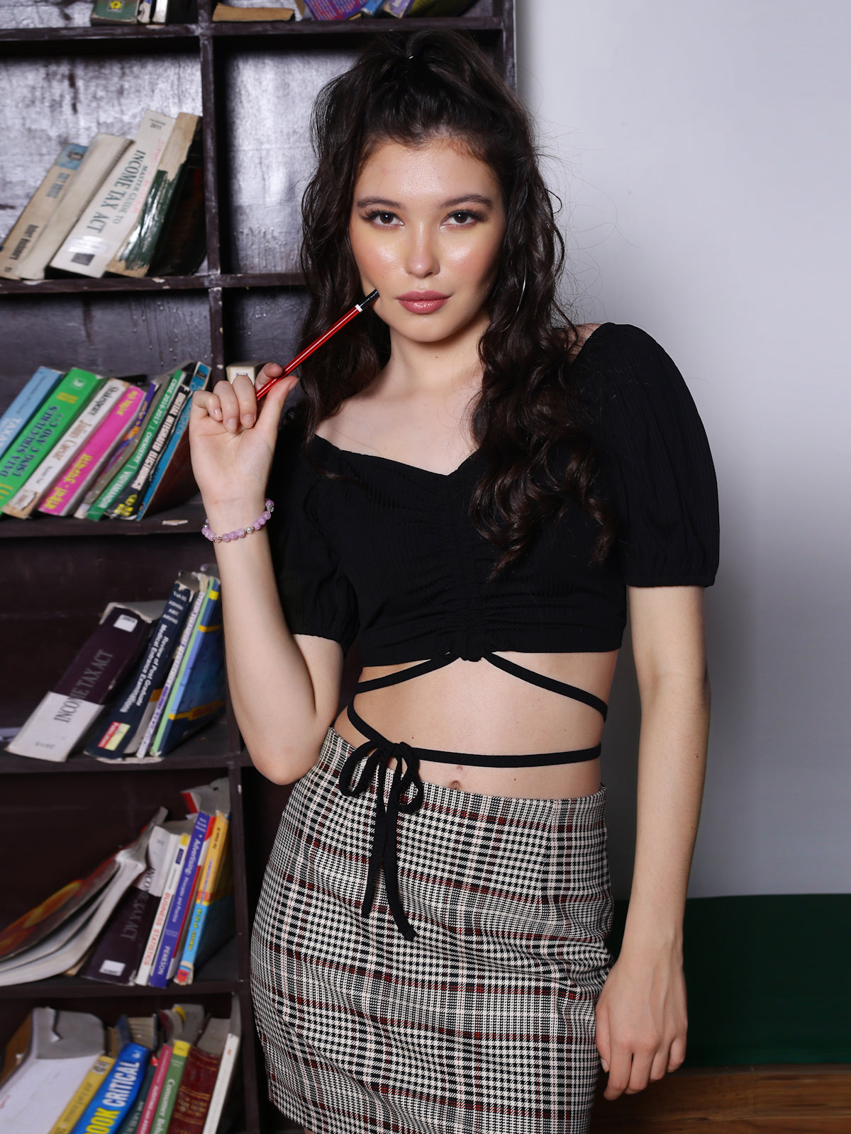 Black Solid crop  Top