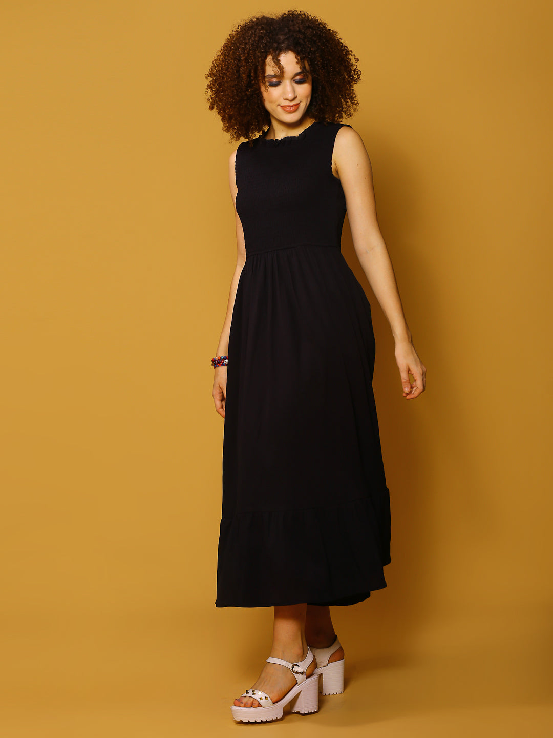Black Solid Maxi Dress