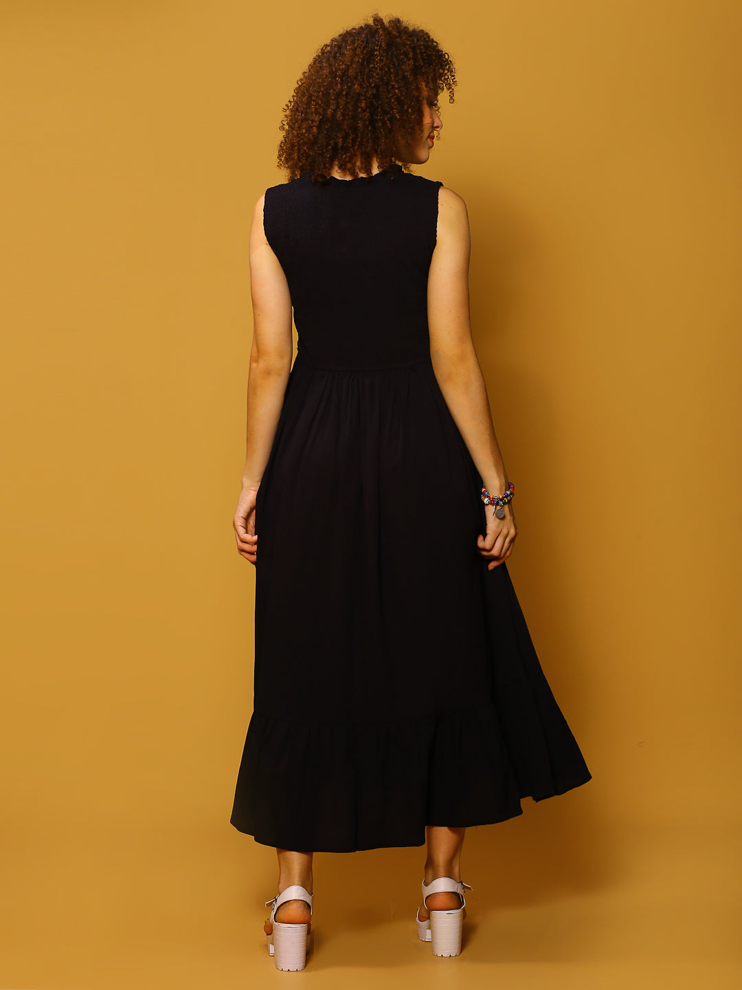 Black Solid Maxi Dress