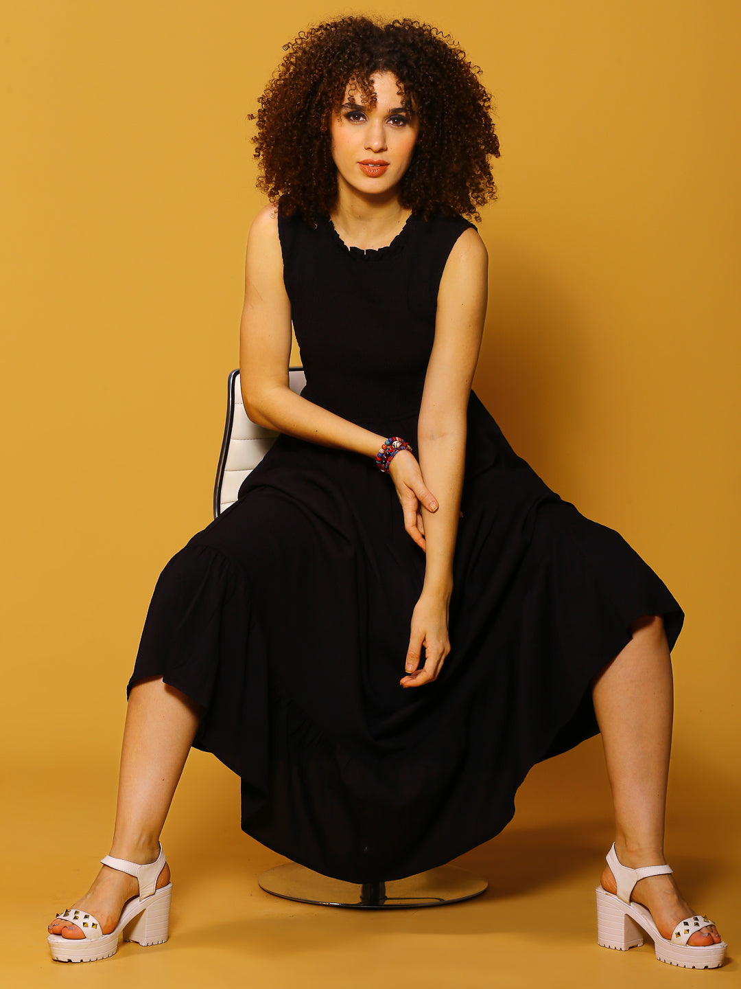 Black Solid Maxi Dress