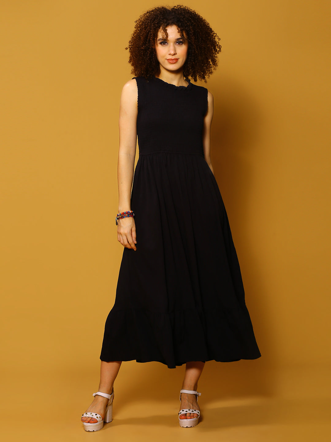 Black Solid Maxi Dress